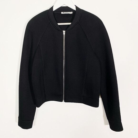 T by Alexander Wang Black Scuba Full Zip Bomber Jacket - Picture 2 of 6